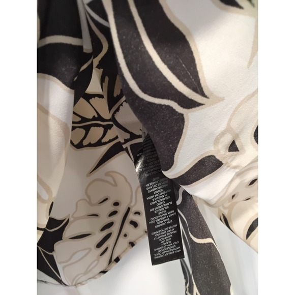 White House Black Market‎ Tropical Leaf Print Asymmetrical Top Size M - Picture 3 of 5